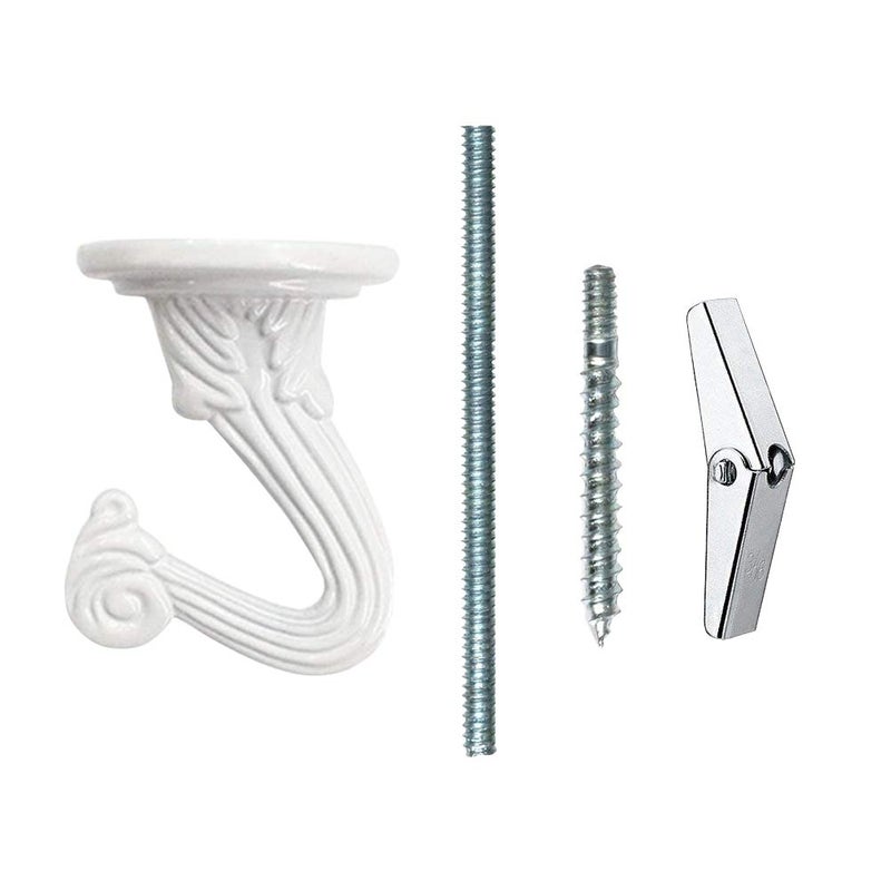 Odowalker 6 Sets Ceiling Hooks White Heavy Duty Swag Hooks with Steel Screws Bolts and Toggle Wings for Hanging Plants Ceiling Installation Cavity Wall Fixing - Image 3